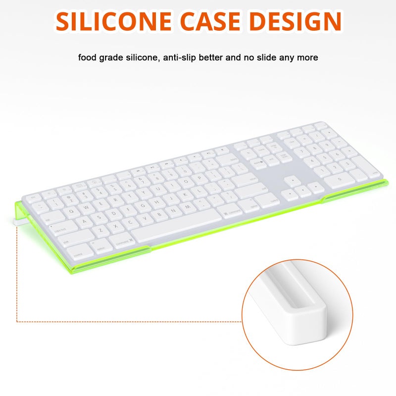 Richboom Epoptic Green Acrylic Tilted Computer Keyboard Holder for Easy Ergonomic Typing, Keyboard Stand for Office, Home, School, Fluorescent Green - Image 4